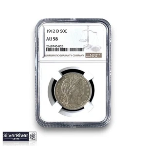 1912-D Barber Half Dollar (*Certified AU58 by NGC*) - Lustrous, Sharp - Picture 1 of 4