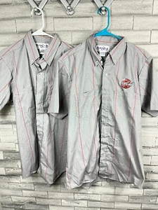 (2) Coca Cola Logo Park Street Men's 16.5 Striped Uniform Button Down Work Shirt - Picture 1 of 3