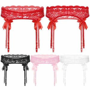 Mens Sheer Garter Belt Sissy Lace Garters Suspender Belt Underwear for Stockings - Picture 1 of 36