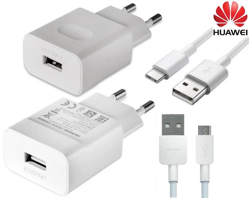 Original Huawei Schnell Ladegerät Micro/USB-C DatenKabel Mate 8 9 10 Lite P9 10 - Bild 1 von 4