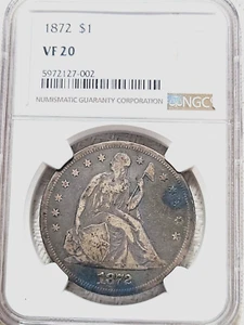 1872 Seated Liberty Silver Dollar $1 NGC VF20 - Picture 1 of 4