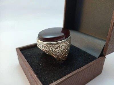 Natural Mens Agate ring sterling silver 925 handmade ring  - Image 1 of 3