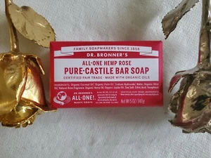 Dr. Bronner's Magic Rose Hemp Castile Organic Natural Bar Soap 5 oz - Picture 1 of 4