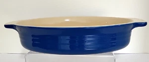 Lecreuset  Blue Oval Stoneware Baking Dish 12 1/4''  with Handles Used - Picture 1 of 4