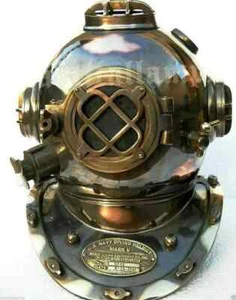 Mark V Deep sea Scuba 18" Full Size Antique U.S Navy Brass Divers Diving Helmet - Picture 1 of 6