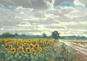ORIGINAL MICHAEL RICHARDSON "Sunflowers Provence" France Tournesol OIL PAINTING - Picture 1 of 1