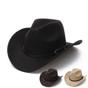 Herren Frauen Western Cowboyhut mit Gürtel Outdoor Freizeit Mode Fedoras Jazz Mütze - Bild 1 von 17