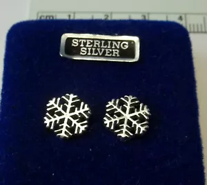 ¡Pendientes pequeños de plata esterlina con copos de nieve de 10 mm! - Imagen 1 de 3