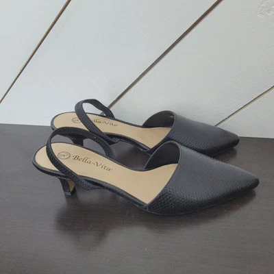 NUEVO Bella Vita Sarah II Mujer 10 Negro Serpiente Slingback 6CT Foto 1 de 4