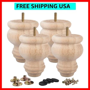 5" Holz Spindel Möbelbeine Sofa/Stuhl/Duttfüße (4er Set) vorgebohrt. - Bild 1 von 8