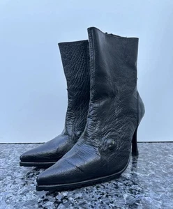 Raro Disfraz Cuero Avestruz Punta Punta Punta Stiletto Botines con Ojos Para Mujer’s 10 - Imagen 1 de 13