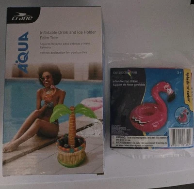 Crane Aqua Aufblasbare Palme Eiskübel und Flamingo Getränkehalter Pool Party - Bild 1 von 4