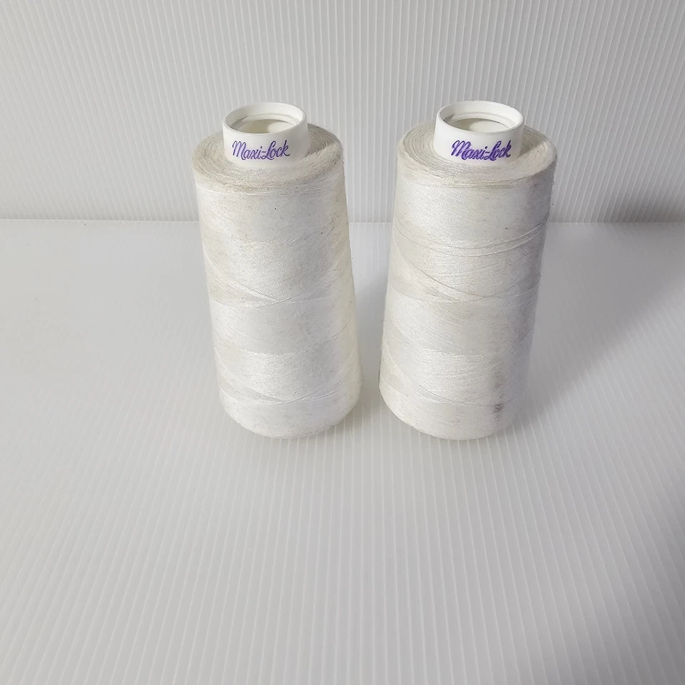 2 Maxilock Serger Thread White Spools Polyester Overlock Sewing - Image 1 of 3