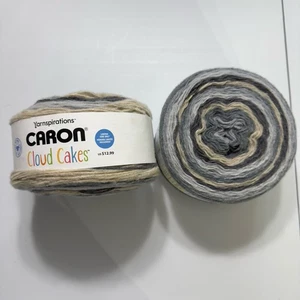 Lot Of 2 Caron Cloud Cakes Yarn GUTSY GRAYS 100% Polyester 8.5oz - Picture 1 of 4