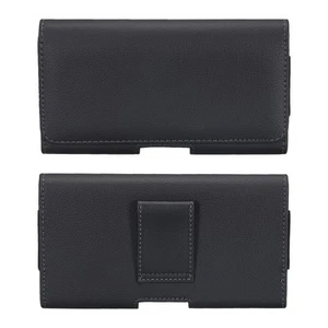 Phone Belt Holder for 7.12" Phone Horizontal Leather Black - Zdjęcie 1 z 7
