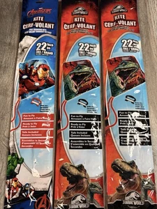 EZBREEZY FUN TO FLY KITE ( S/3 )AVENGERS SPIDERMAN -1 JURASSIC WORLD DINO 22” - Picture 1 of 5