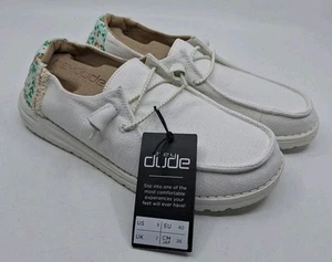 NUOVE scarpe slip on Hey Dude bianche con retro floreale verde Wendy Lilium donna 9 - Foto 1 di 10