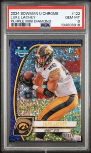 2024 Bowman U Chrome Purple Mini Diamond /375 1st Bowman PSA 10 Luke Lachey Iowa - Picture 1 of 2