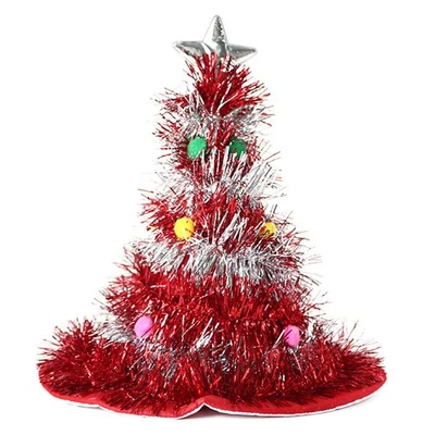 Divertidos Sombreros de Navidad Árbol Sombrero de Santa con Oropel Luces LED Sombreros Brillantes para Fiesta Foto 1 de 4