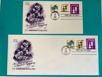 US Stamps SC# U590 Violins - Nonprofit Organization 3.5c envelopes FDC 1980 - Image 1 of 2