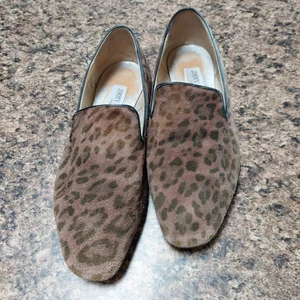 Jimmy Choo Damen-Flats Leopardenmuster Wildleder Größe 37,5 US 7,5 braun grün - Bild 1 von 7