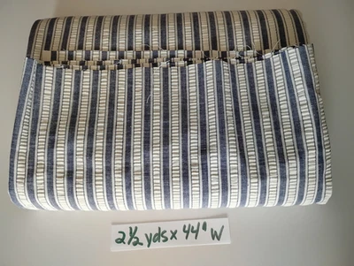 Blue & White Stripe Seer-Sucker Garment/Clothing Sewing Fabric -2  1/2 Yards - Image 1 of 4