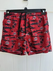 NWOT Ohio State Swim Trunks Scarlet With Black Palm Trees Small - Picture 1 of 4