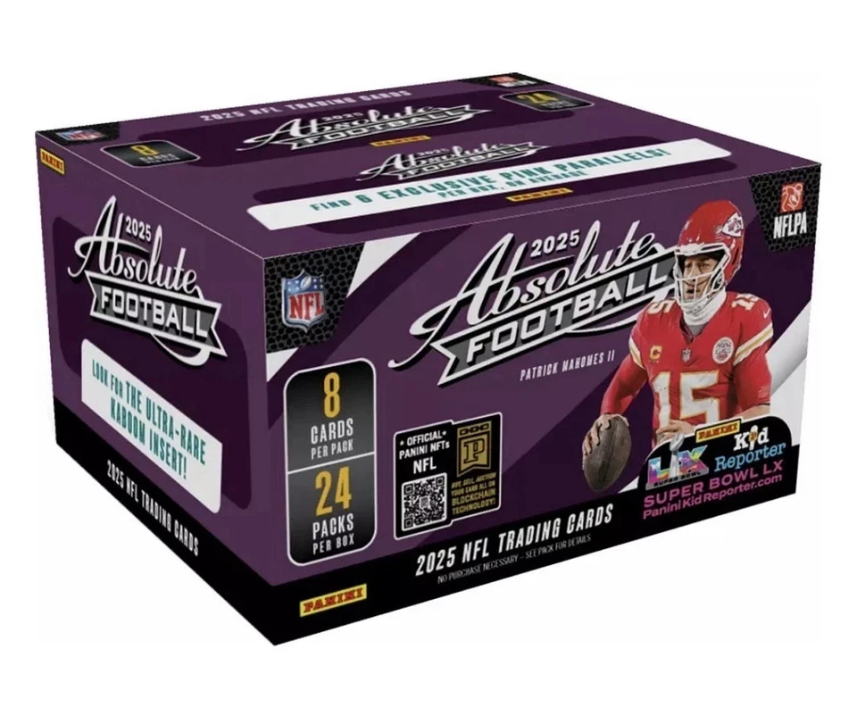 2025 Absolute Football RETAIL COUNTER DISPLAY BOX - 24 PACKS - POSSIBLE KABOOM - Image 1 of 1