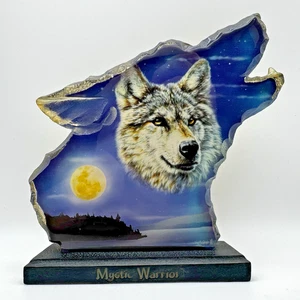 Bradford Exchange Wolf Plaque Mysteries Of The Wild Mystic Warrior Resin - Picture 1 of 6