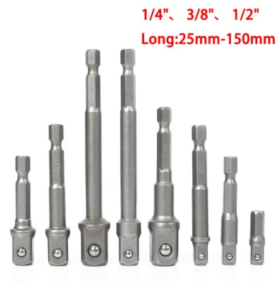 Stecknuss Bit Adapter 1/4" 6knt Antrieb auf ww 1/4", 3/8", 1/2" Vierkant-Abtrieb - Bild 1 von 4