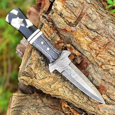 Celtic Scottish - Twist Damascus Sgian Skean Dubh Dirk Dagger 9”Knife Hunting - Image 1 of 4