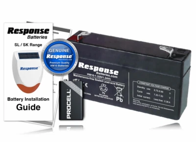 RESPONSE ALARMS BATTERY HW10 Response Alarms HW10 6v 1.2Ah SL1 SL2 SL3 SL5 Battery KIT Inc 9V PP3 /RRP £29.99