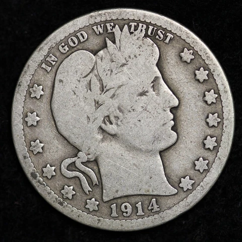 1914-D Silver Barber Quarter GOOD FREE SHIPPING Cover