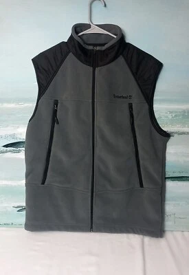 Timberland Chaleco de Vellón Para Hombres Pequeño Gris Y Negro Cremallera Completa Chaqueta Sin Mangas Foto 1 de 4