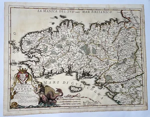 BRETAGNE FRANCE 1692 GIACOMO DE ROSSI-CANTELLI DA VIGNOLA LARGE ANTIQUE MAP - Picture 1 of 10