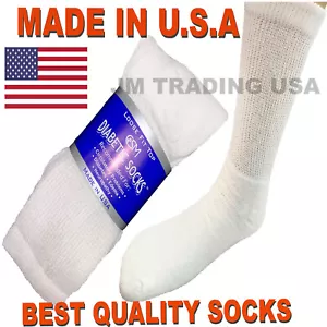 BEST QUALITY 18 pair of mens white Diabetic crew socks 10-13 size MADE IN USA - Picture 1 of 7