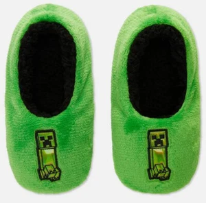 Minecraft Kuschel Hausschuhe Slipper schwarz grün Creeper Panel Fuß Socken Jungen - Bild 1 von 3