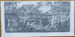 Großer Kupferstich Menschenopfer Tahiti Original Kupferstich J. Cook - 1795 - Picture 1 of 2