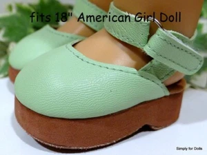 NEUWERTIG GRÜN knöchelgerissene CLOGS SANDALEN passt 18" American Girl PUPPENSCHUHE - Bild 1 von 2