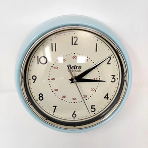 Retro Vintage Wanduhr Blau Metall Uhr Vintage Look Modern Batteriewerk - Bild 1 von 10