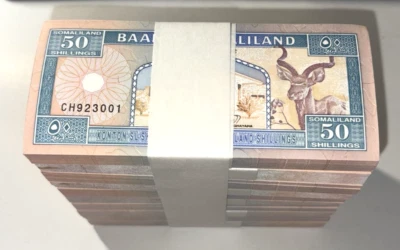 Somaliland 50 Shillings P-7 2002 Half Brick UNC FLAWLESS (500 Pcs) - Image 1 of 4