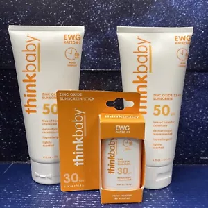 Think Thinkbaby Sunscreen Bundle SPF 50 2x 6 fl oz - 1x 0.64 Oz SPF30 Exp 04-25 - Picture 1 of 4