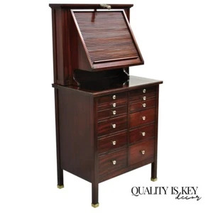 Mahogany Genothalmic Cabinet by General Optical Co Roll Top Medical Work Desk - Picture 1 of 11
