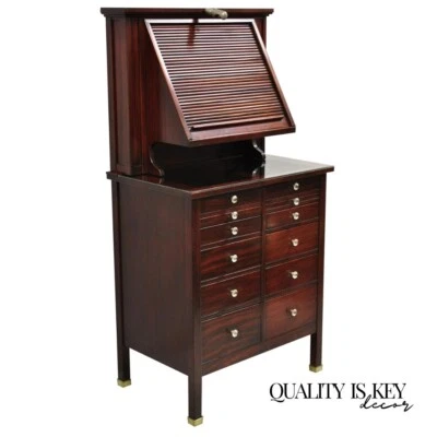 Mahogany Genothalmic Cabinet by General Optical Co Roll Top Medical Work Desk - Image 1 of 4
