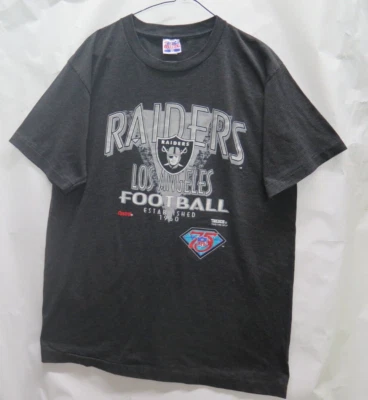 Vtg 90s Los Angeles Raiders 1994 NFL 75th Black Pin Stripes Shirt XL EUC Trench - Image 1 of 4