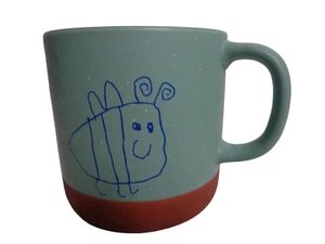 THE BEEHIVE by LIQUID LOGIC blue speckle on brown pottery mug cup with a BEE! - Picture 1 of 7
