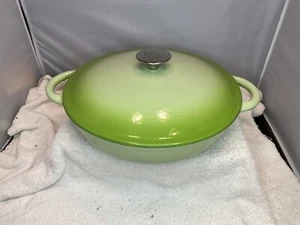 Wolfgang Puck 12" Green Braiser Enameled Cast Iron Dutch Oven Casserole - Picture 1 of 12