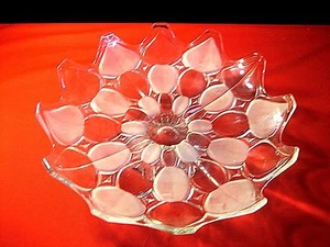 FROSTED TO CLEAR 12" MIKASA PEDESTAL CRYSTAL FOOTED FRUIT COMPOTE SCALLOP EDGE - Picture 1 of 10