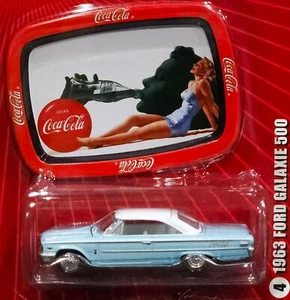 Johnny Lightning 63 1963 Ford Galaxie 500 Coca Cola Collectible Car w/Tray w/RRs - Picture 1 of 2