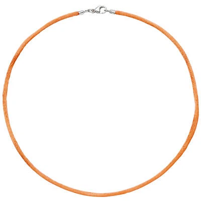 Collana In Seta Arancione 2,8Mm Con Moschettone In Argento 925 Per Donna, 42Cm - Immagine 1 di 3